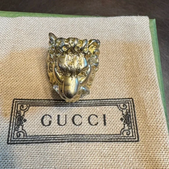 New Authentic Gucci Lion Head Ring Crystal Size XS / US 5.25 - Picture 4 of 10